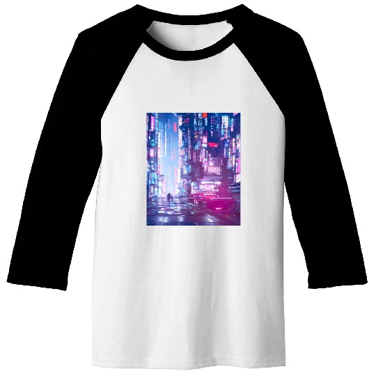 Cyberpunk Vaporwave Anime Japan Cyber synthwave Baseball Tees