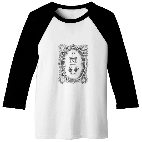 Medal Sacred Heart Immaculate Mary Cath Baseball Tees