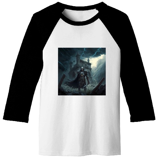 Death Knight in Thunderstorm Baseball Tees