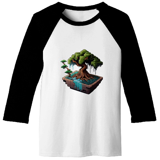 8 Bit Bonsai Tree Baseball Tees