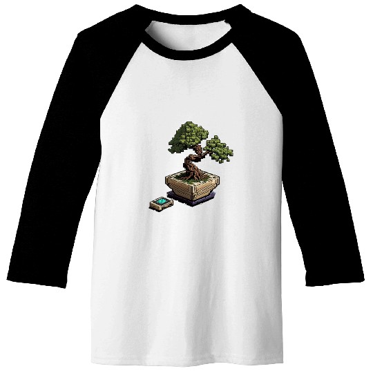 8 Bit Bonsai Tree Baseball Tees