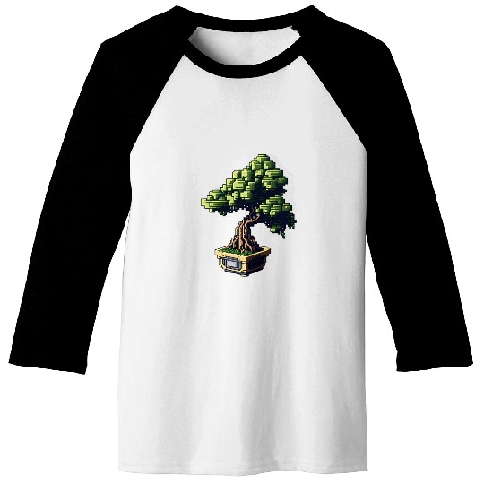 8 Bit Bonsai Tree Baseball Tees