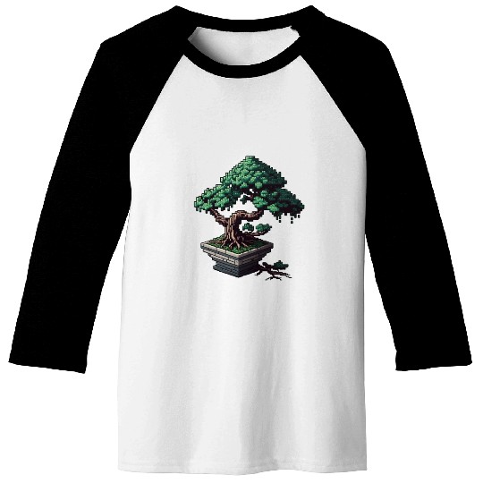 8 Bit Bonsai Tree Baseball Tees