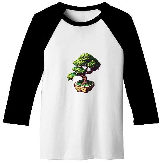 8 Bit Bonsai Tree Baseball Tees