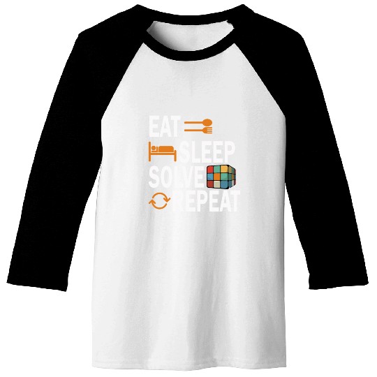 Eat Sleep Solve Repeat Math Speed Cubing Genie Baseball Tees