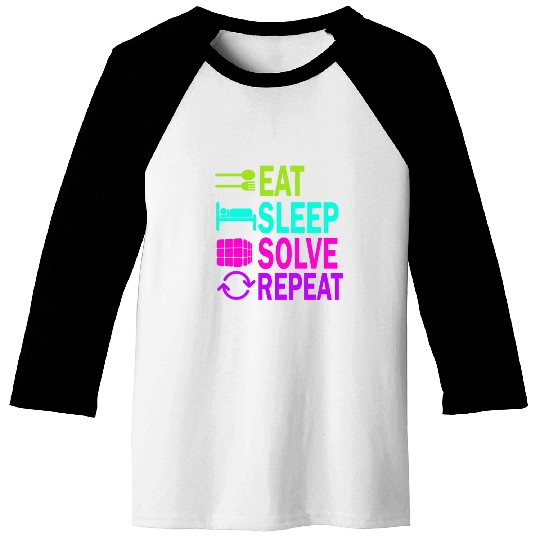 Eat Sleep Solve Repeat Math Speed Cubing Genie Baseball Tees