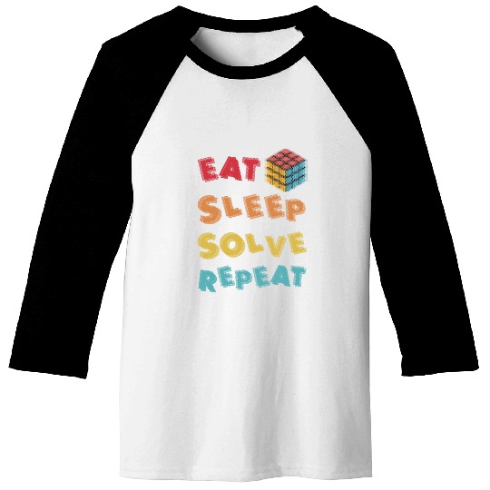 Eat Sleep Solve Repeat Math Speed Cubing Genie Baseball Tees