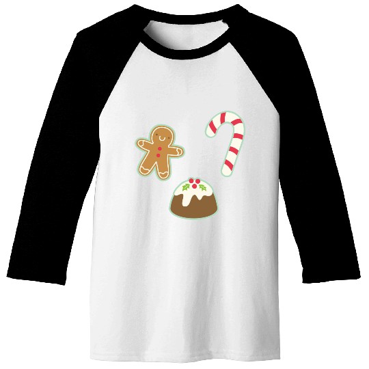 Cute Gingerbread Man Candy Cane and Christmas Baseball Tees