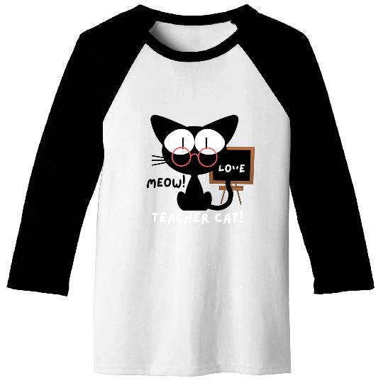 teacher cat, meow Baseball Tees