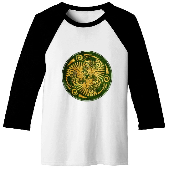 Sleeping kittens, gold on green Baseball Tees