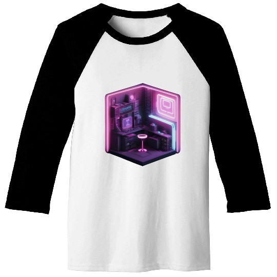 Isometric Modern Room Cube Baseball Tees