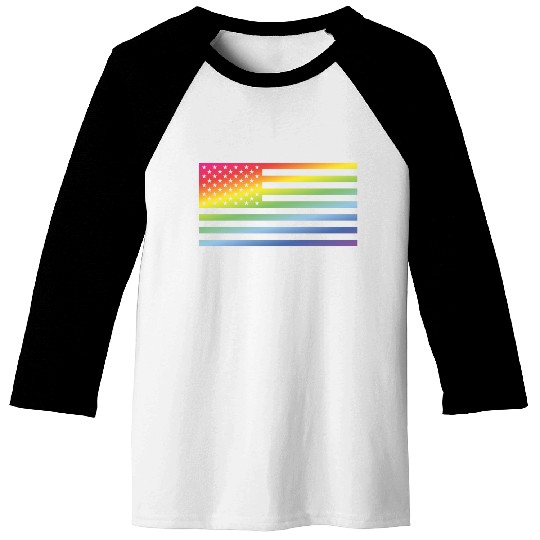 Stars And Stripes / Rainbow Flag (America) Baseball Tees