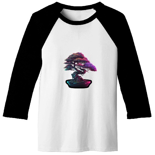 Synthwave Bonsai Tree Baseball Tees