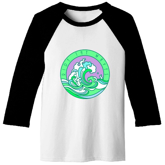 Ride the Waves Surfing Emerald Baseball Tees