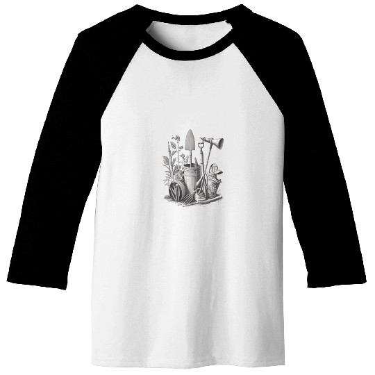 Florist Gardener Dad Grayscale Gardening Tools Baseball Tees