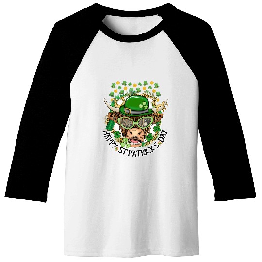 Happy St. Patrick's Day, Funny Cow, Hat and Gold Baseball Tees