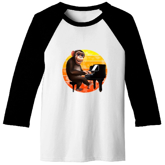 Monkey at the piano Baseball Tees