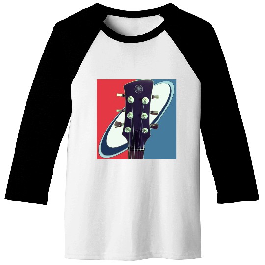 Red White Blue Rock and Roll Themed Guitar Baseball Tees