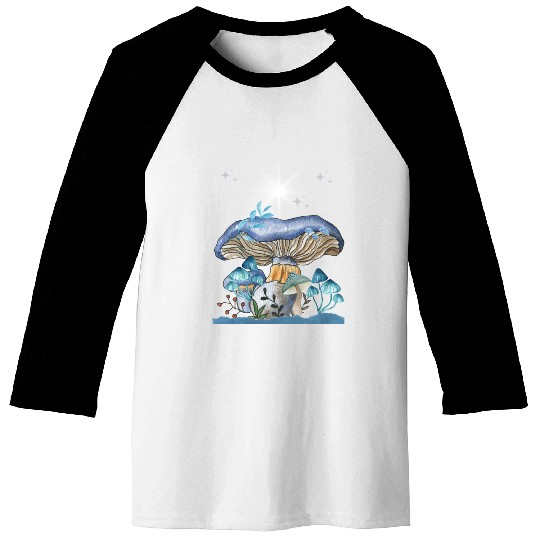Pastel Blue Mushrooms Baseball Tees