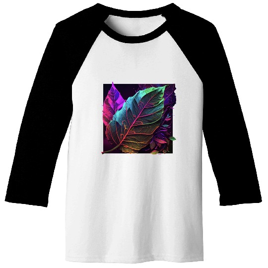 Vibrant Leaf Synthwave Baseball Tees