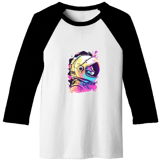 Aesthetic Vaporwave Space Cat 80s 90s Astronaut Baseball Tees