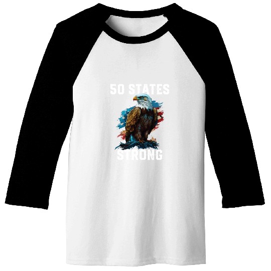 50 States Strong American Bald Eagle America 4th Baseball Tees