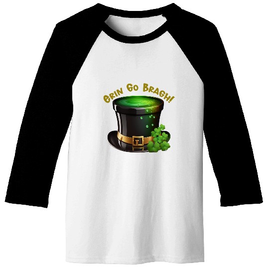 Get Lucky with this 'Erin go Bragh' Top Hat Design Baseball Tees