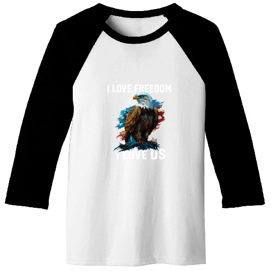 I Love Freedom I Love US American Bald Eagle Baseball Tees