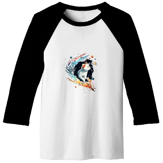Astronaut Cat or Space Cat on Galaxy Cat Lover Baseball Tees