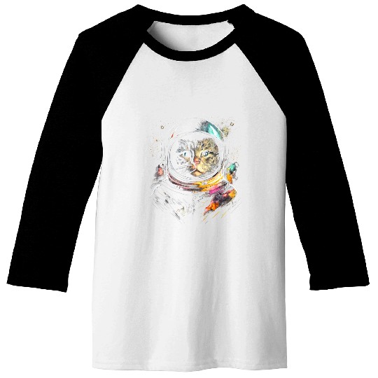 Space Cat on Galaxy Cat Lover Baseball Tees