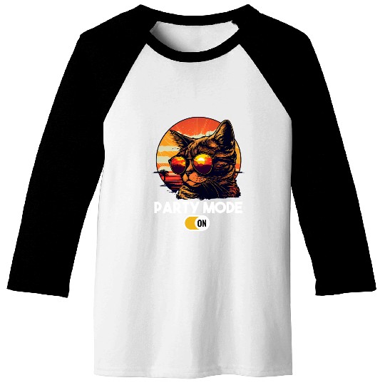 Retro Cat Vintage Sunset 80s 90s Sunglasses Baseball Tees