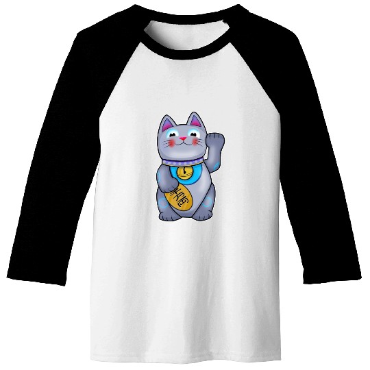 Cute Helpful Maneki Neko Lucky Cat Baseball Tees