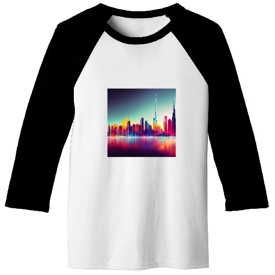 Dubai silhouette skyline abstract art Baseball Tees