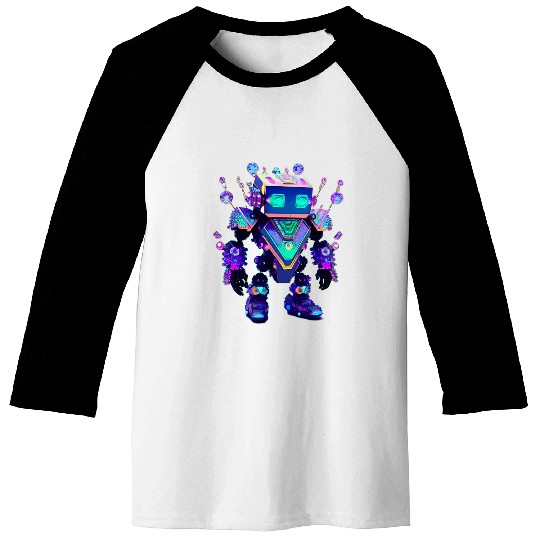 Gemstone Guardian Robot Made of Sparkling Crystals Baseball Tees