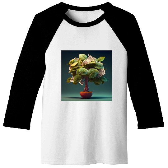 Plant in Flower Pot Money Tree - 3D Digital Art Baseball Tees