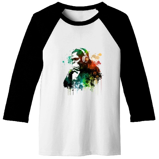 Banksy DJ Monkey Thinker Baseball Tees