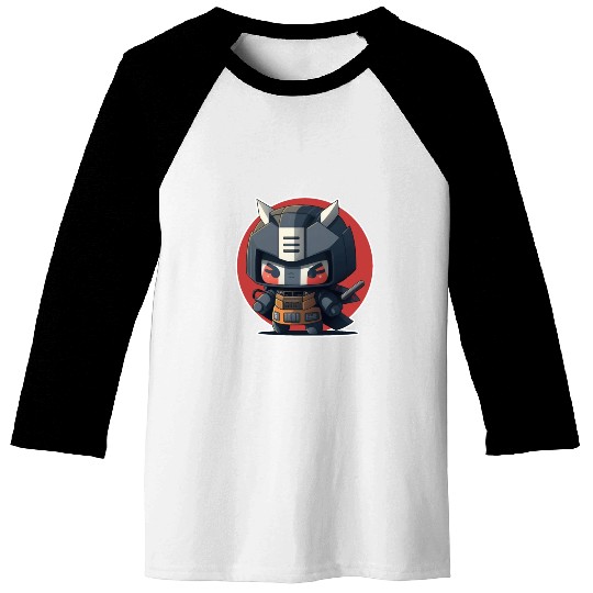 Ninja warrior mech robot kawaii illustration Baseball Tees