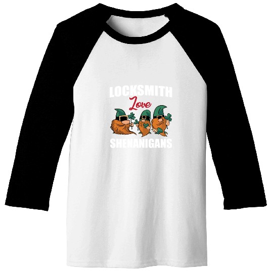 Locksmith Love Shenanigans St. Patricks Day Gnomes Baseball Tees