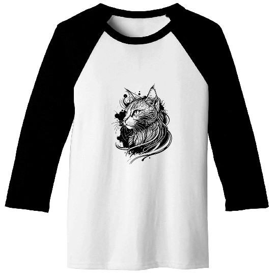Cute Space Cat In Tattoo Style Baseball Tees
