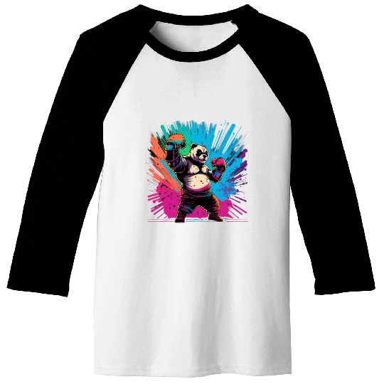 Cool Colorful Panda Boxer MMA Martial Arts Baseball Tees