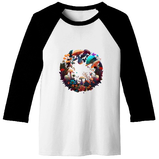 psychedelic art trippy patterns mushroom Baseball Tees