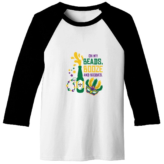 Mardi Gras Carnival Mask Beer Beads Boobies Baseball Tees