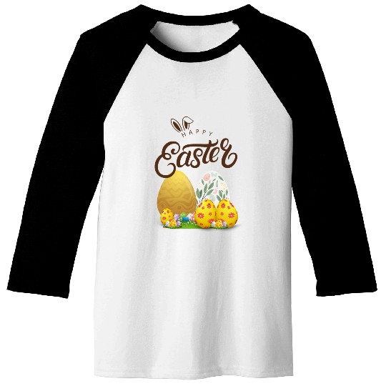 Happy easter sayings egg bunny Baseball Tees