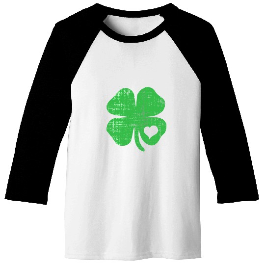 Green Four Leaf Clover Heart - St Patricks Day4 le Baseball Tees