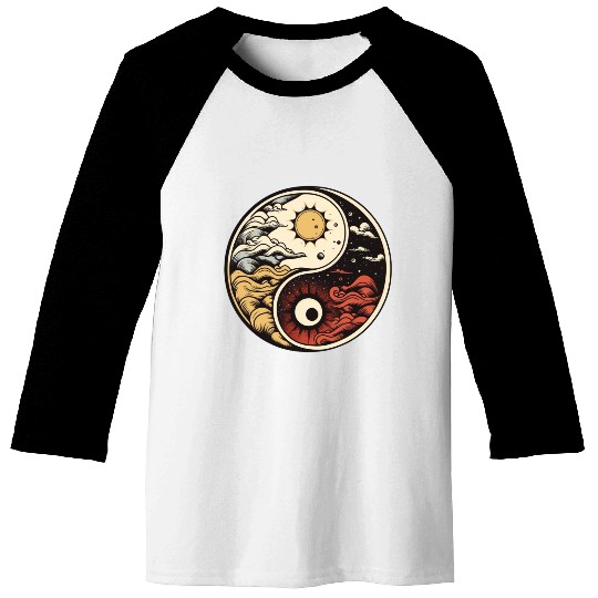 Sun and moon yin yang Baseball Tees