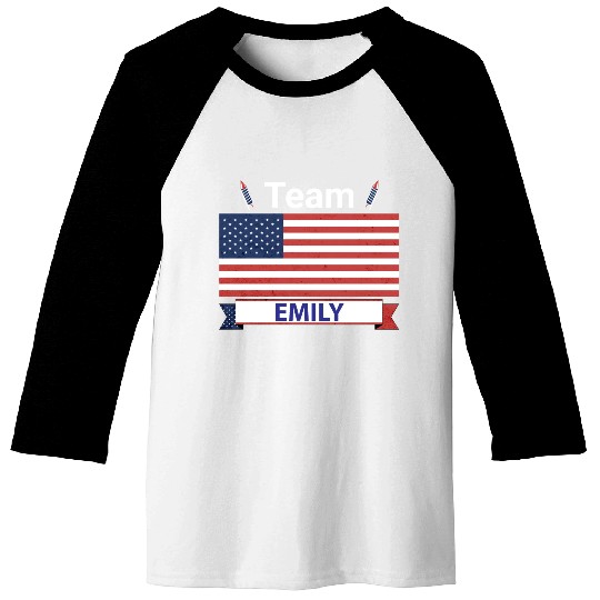 Team Emily USA American Flag Stars Baseball Tees
