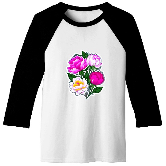 Peony Flower Art Baseball Tees