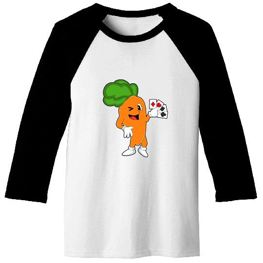 Carrot At Poker With Poker Cards Baseball Tees