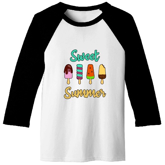 Sweet Summer Summer Popsicles Ice Cream Cool Baseball Tees