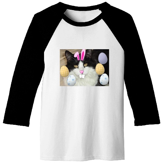 Easter Bunny Cat Face Decor Baseball Tees